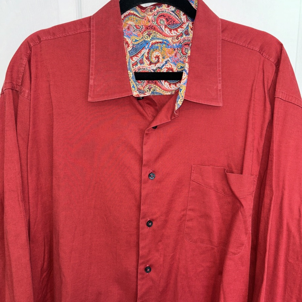 Alan Flusser Men's 2XL Red Shirt with Flip Cuffs